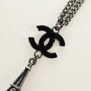 CHANEL COCO Mark Necklace metal Black CC Auth 182697M-4