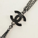 CHANEL COCO Mark Necklace metal Black CC Auth 182697M-9