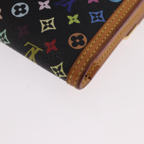 LOUIS VUITTON Monogram Multicolor Porte Tresor Wallet Black M92658 Auth 182708A