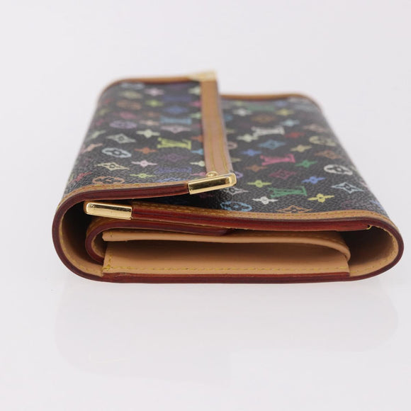 LOUIS VUITTON Monogram Multicolor Porte Tresor Wallet Black M92658 Auth 182708A