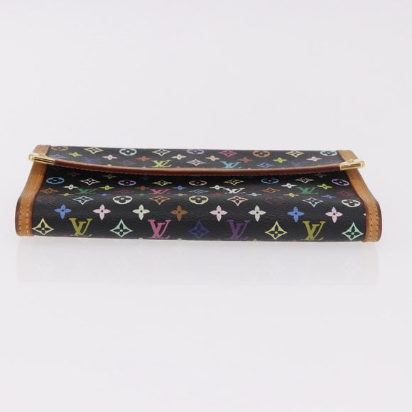 LOUIS VUITTON Monogram Multicolor Porte Tresor Wallet Black M92658 Auth 182708A