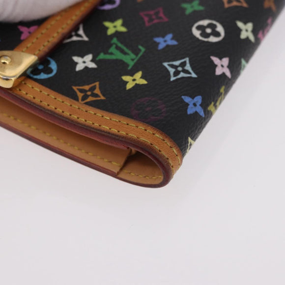 LOUIS VUITTON Monogram Multicolor Porte Tresor Wallet Black M92658 Auth 182708A