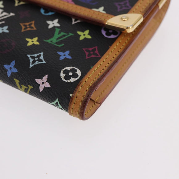 LOUIS VUITTON Monogram Multicolor Porte Tresor Wallet Black M92658 Auth 182708A