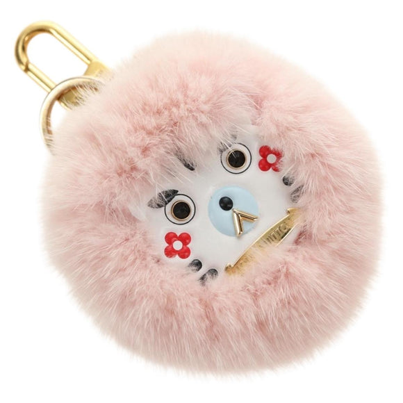 LOUIS VUITTON Bijoux Sack Wild Fur Charm Pink M68450 LV Auth 182710M