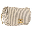 CHANEL Chain Matelasse Shoulder Bag Canvas Gray Gold CC Auth 182717-1