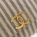 CHANEL Chain Matelasse Shoulder Bag Canvas Gray Gold CC Auth 182717-19