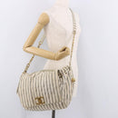 CHANEL Chain Matelasse Shoulder Bag Canvas Gray Gold CC Auth 182717-28
