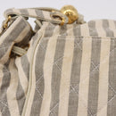 CHANEL Chain Matelasse Shoulder Bag Canvas Gray Gold CC Auth 182717-3