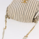 CHANEL Chain Matelasse Shoulder Bag Canvas Gray Gold CC Auth 182717-7