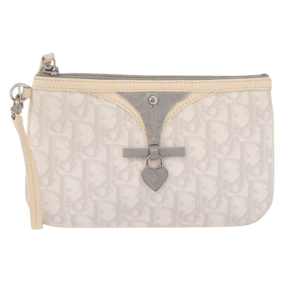 Christian Dior Romantic Pouch PVC White Silver Auth 182718A