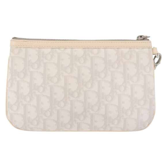 Christian Dior Romantic Pouch PVC White Silver Auth 182718A