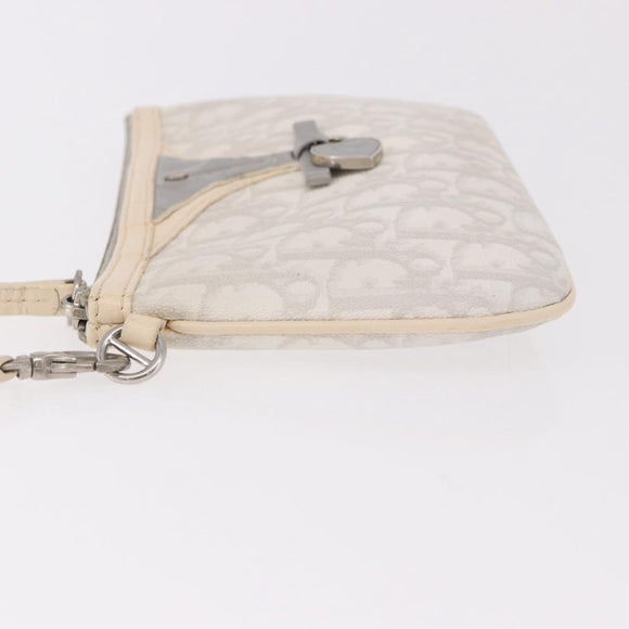 Christian Dior Romantic Pouch PVC White Silver Auth 182718A