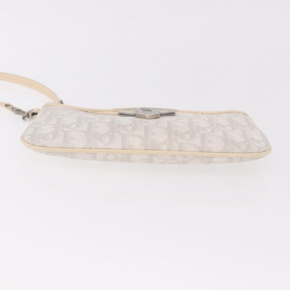 Christian Dior Romantic Pouch PVC White Silver Auth 182718A