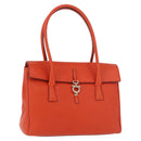 Salvatore Ferragamo Gancini Hand Bag Leather Orange Gold Auth 182721A-1