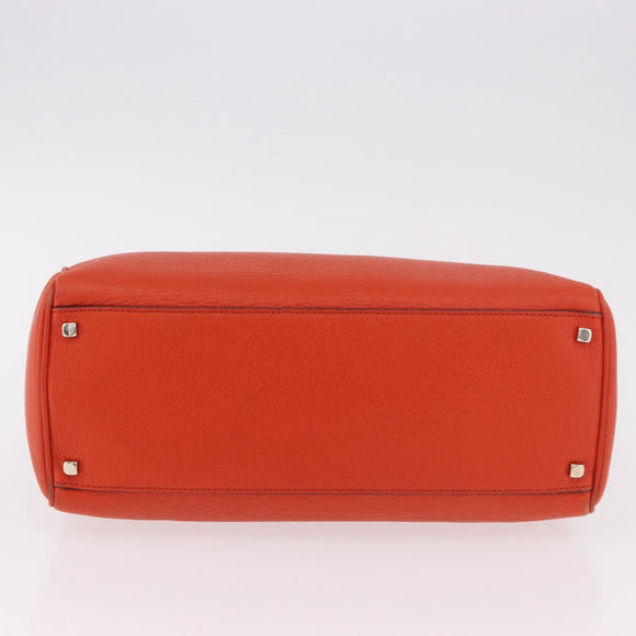 Salvatore Ferragamo Gancini Hand Bag Leather Orange Gold Auth 182721A