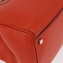 Salvatore Ferragamo Gancini Hand Bag Leather Orange Gold Auth 182721A-9