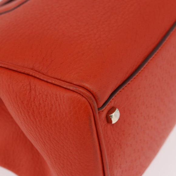 Salvatore Ferragamo Gancini Hand Bag Leather Orange Gold Auth 182721A