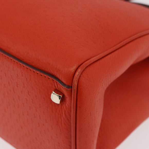 Salvatore Ferragamo Gancini Hand Bag Leather Orange Gold Auth 182721A