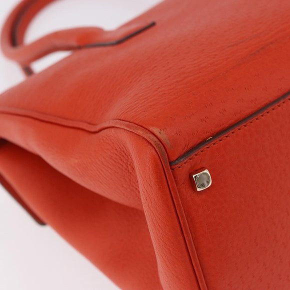 Salvatore Ferragamo Gancini Hand Bag Leather Orange Gold Auth 182721A