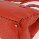 Salvatore Ferragamo Gancini Hand Bag Leather Orange Gold Auth 182721A-17
