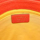 Salvatore Ferragamo Gancini Hand Bag Leather Orange Gold Auth 182721A-12