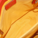 Salvatore Ferragamo Gancini Hand Bag Leather Orange Gold Auth 182721A-11