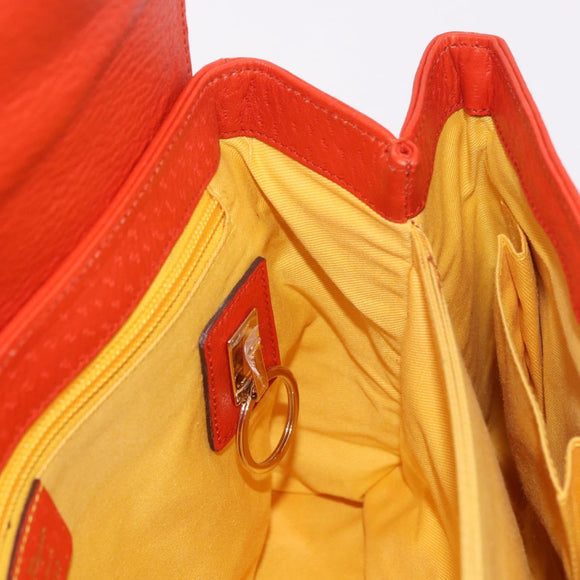 Salvatore Ferragamo Gancini Hand Bag Leather Orange Gold Auth 182721A