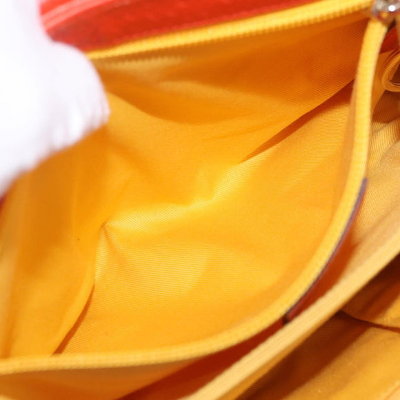 Salvatore Ferragamo Gancini Hand Bag Leather Orange Gold Auth 182721A