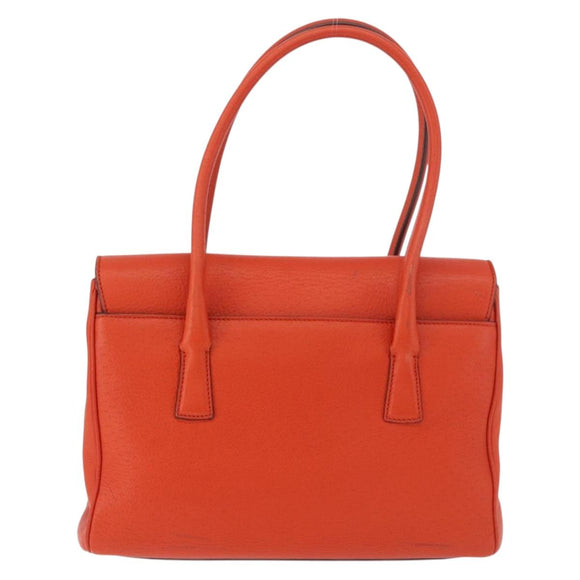 Salvatore Ferragamo Gancini Hand Bag Leather Orange Gold Auth 182721A