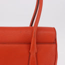 Salvatore Ferragamo Gancini Hand Bag Leather Orange Gold Auth 182721A-3