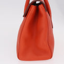Salvatore Ferragamo Gancini Hand Bag Leather Orange Gold Auth 182721A-4