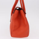 Salvatore Ferragamo Gancini Hand Bag Leather Orange Gold Auth 182721A-5