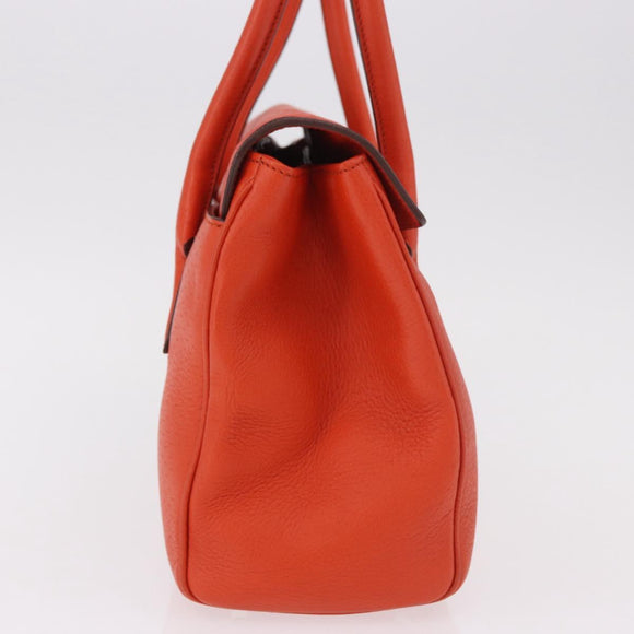 Salvatore Ferragamo Gancini Hand Bag Leather Orange Gold Auth 182721A