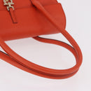Salvatore Ferragamo Gancini Hand Bag Leather Orange Gold Auth 182721A-8