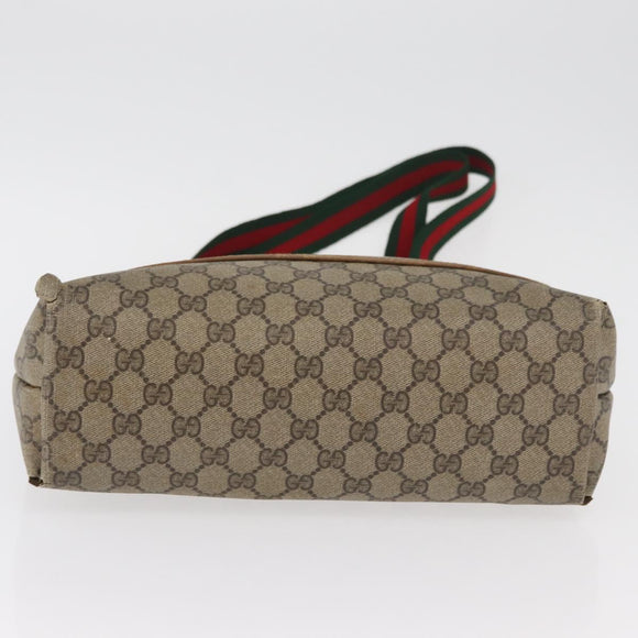 GUCCI GG Supreme Web Sherry Line Tote Bag PVC Beige 39 02 003 Auth 182725