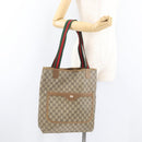 GUCCI GG Supreme Web Sherry Line Tote Bag PVC Beige 39 02 003 Auth 182725-23