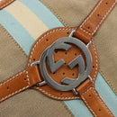 GUCCI Sherry Line Shoulder Bag Canvas Beige Silver 114871 Auth 182727-17