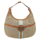 GUCCI Sherry Line Shoulder Bag Canvas Beige Silver 114871 Auth 182727-13