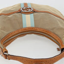 GUCCI Sherry Line Shoulder Bag Canvas Beige Silver 114871 Auth 182727-6