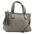 GUCCI Soho Hand Bag Leather 2way Silver 308362 Auth 182731A-1