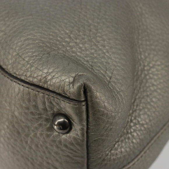 GUCCI Soho Hand Bag Leather 2way Silver 308362 Auth 182731A