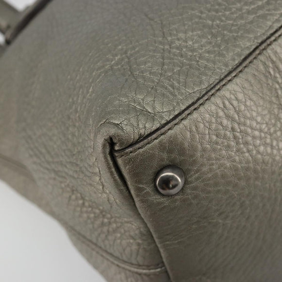 GUCCI Soho Hand Bag Leather 2way Silver 308362 Auth 182731A