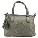 GUCCI Soho Hand Bag Leather 2way Silver 308362 Auth 182731A-2
