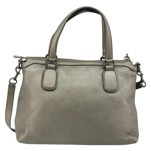 GUCCI Soho Hand Bag Leather 2way Silver 308362 Auth 182731A
