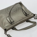 GUCCI Soho Hand Bag Leather 2way Silver 308362 Auth 182731A-6