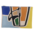 HERMES Victoria 3 Surf Yachting Flat GM Bag Canvas Multicolor Auth 182737M-2