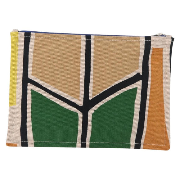 HERMES Victoria 3 Surf Yachting Flat GM Bag Canvas Multicolor Auth 182737M