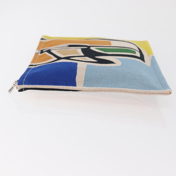 HERMES Victoria 3 Surf Yachting Flat GM Bag Canvas Multicolor Auth 182737M