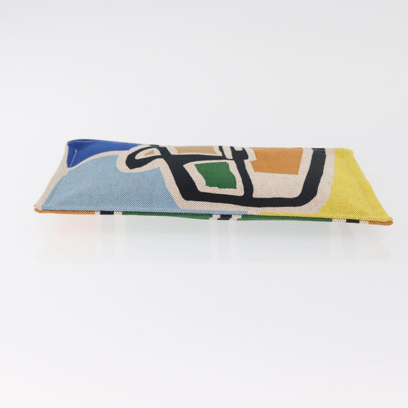 HERMES Victoria 3 Surf Yachting Flat GM Bag Canvas Multicolor Auth 182737M