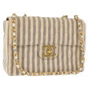 CHANEL Matelasse 30 Chain Shoulder Bag Canvas Gray Gold CC Auth 182738SAV-1